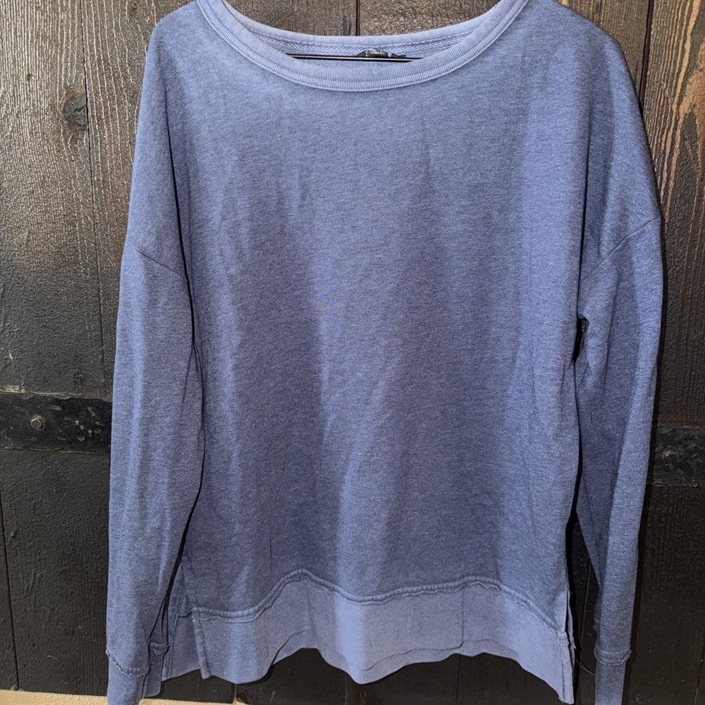 Buffalo David Bitton Womens Sz XS Crew Neck Pull Over Sweatshirt Blue Oversize Q